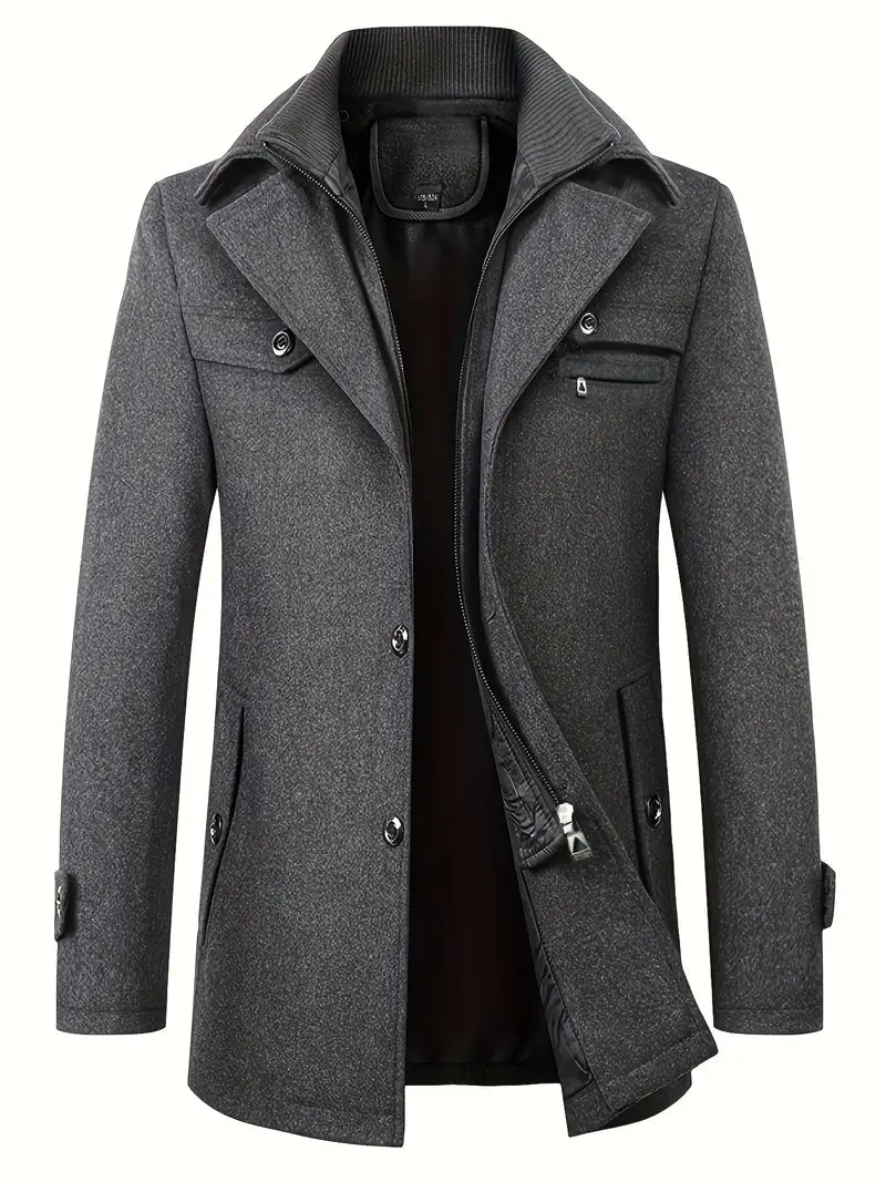 Herren Jacke | Knopfleiste mit Reißverschluss und Stehkragen