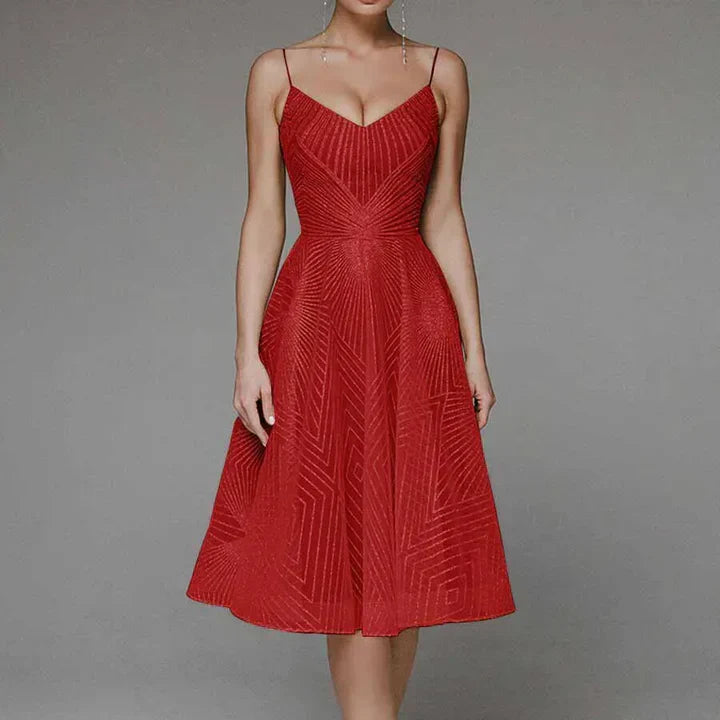Kleid Damen | V-Ausschnitt mit Linienmuster