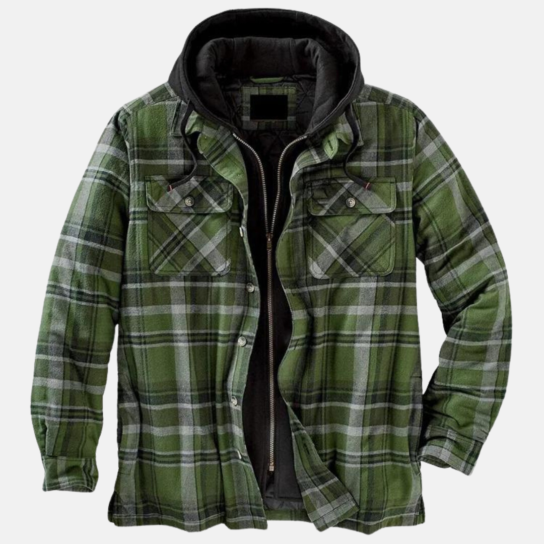Herren Hemdjacke | Karostruktur mit Kapuze und Knopfleiste