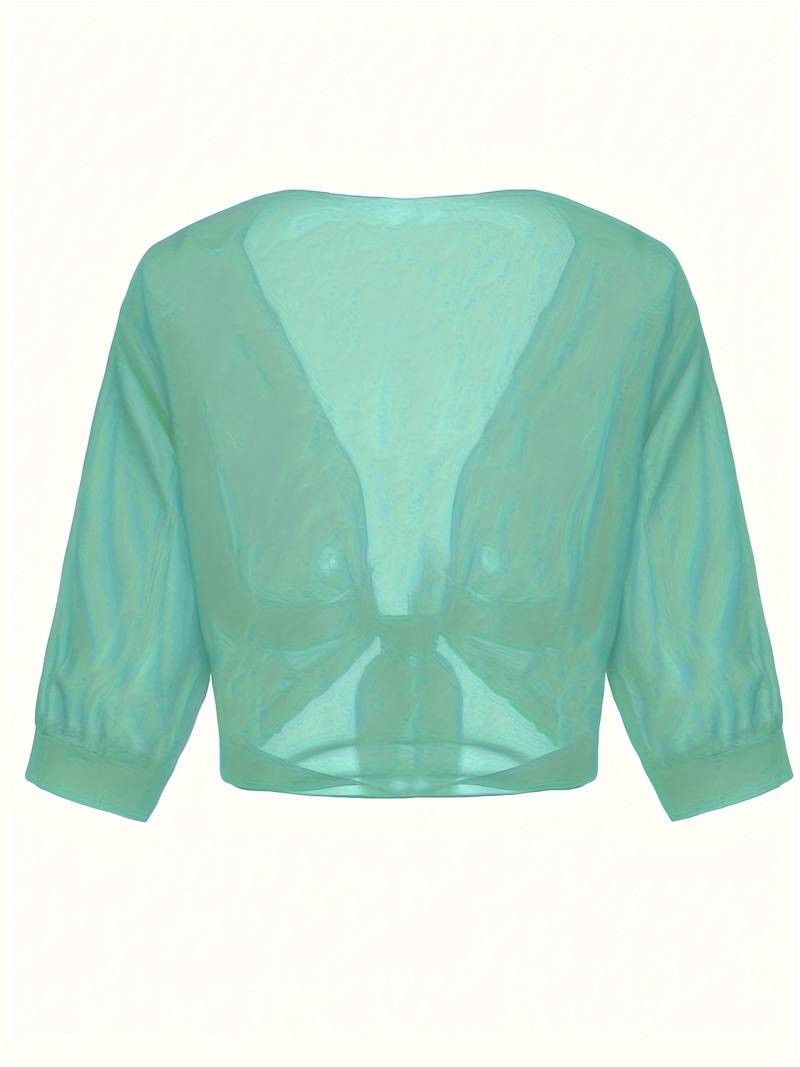 Damen Bluse | Offene Front mit Bindeelement und V-Ausschnitt