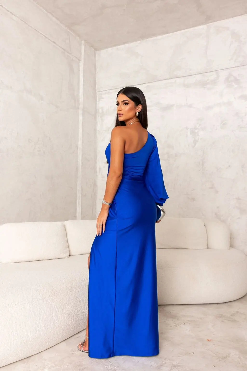 Kleid Damen | One-Shoulder mit Drapierung