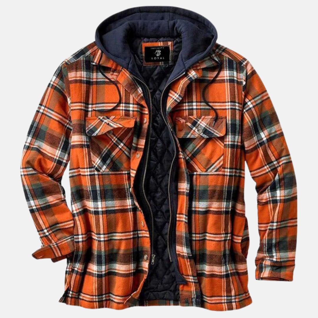Herren Hemdjacke | Karostruktur mit Kapuze und Knopfleiste