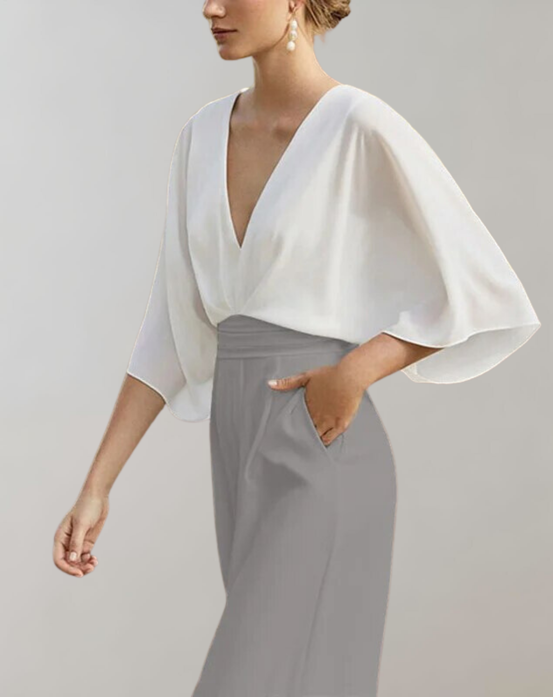 Damen Jumpsuit | V-Ausschnitt mit weiten Ärmeln und Beinverlauf