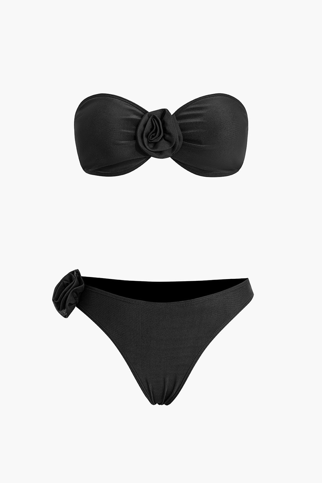 Damen Bikini Set | Bandeau Top mit Mittelraffung und Zierelement