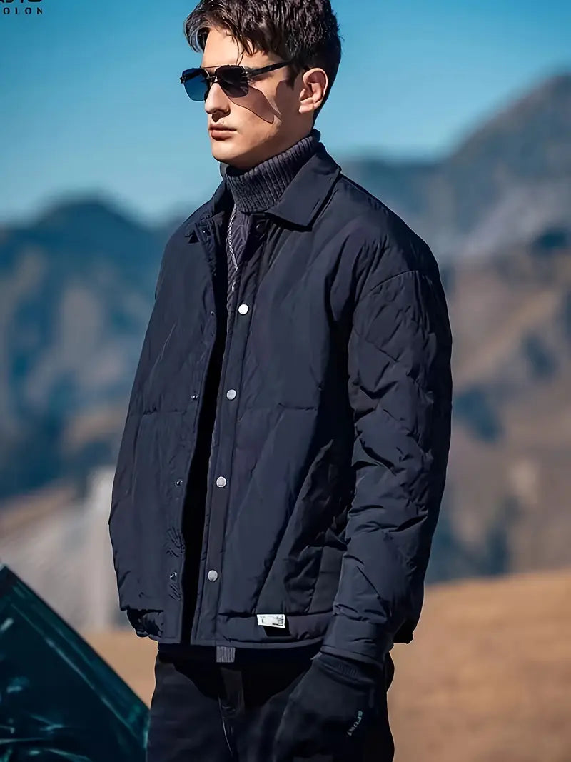 Herren Jacke | Steppmuster mit Druckknöpfen und Umlegekragen