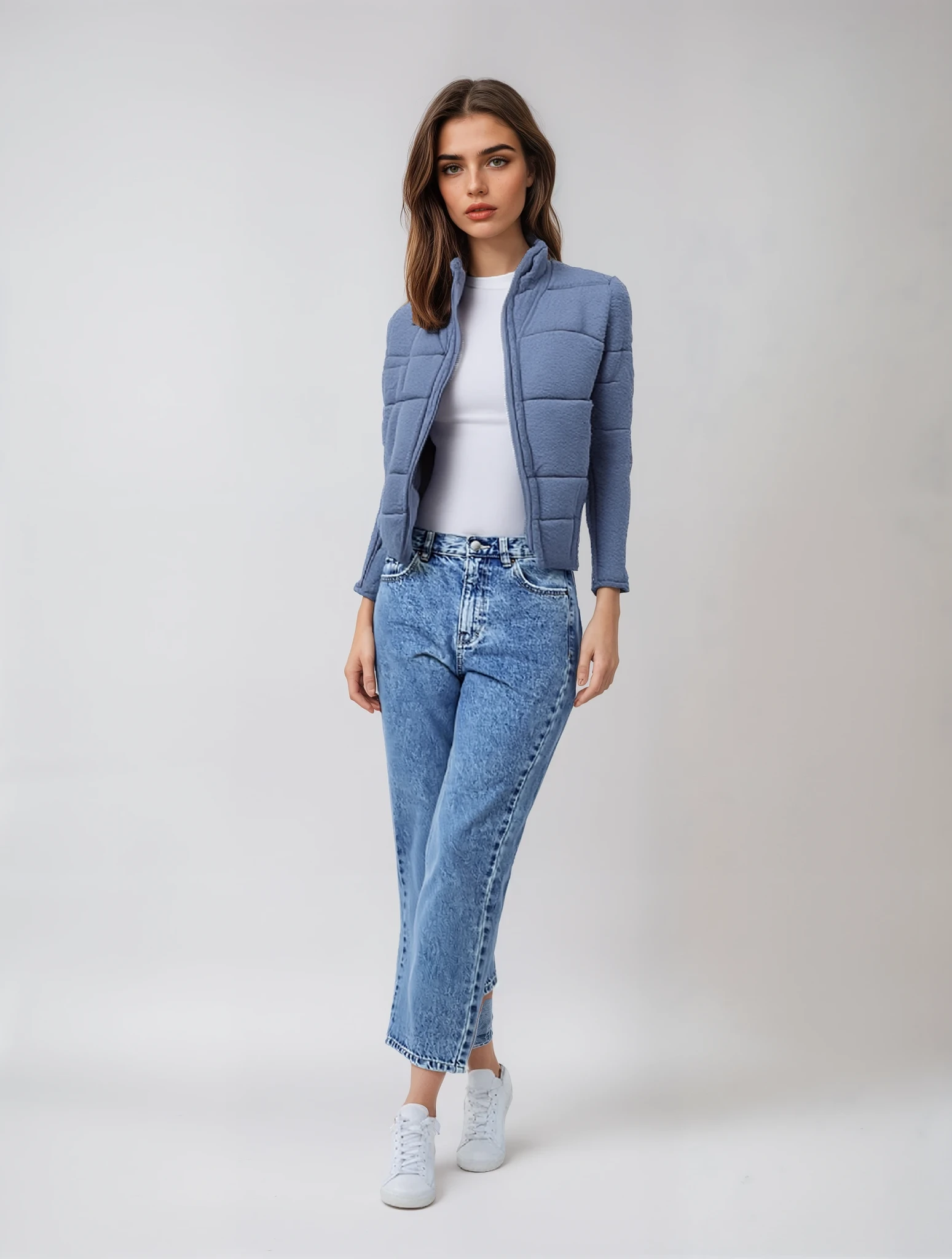 Damen Jacke | Quadratisches Steppmuster mit Reißverschluss