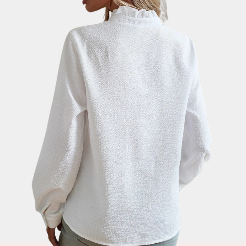 Bluse Damen | Stehkragen mit Rüschenleiste