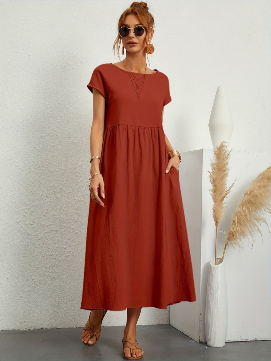 Kleid Damen | Rundhals mit kurzen Ärmeln und weitem Schnitt