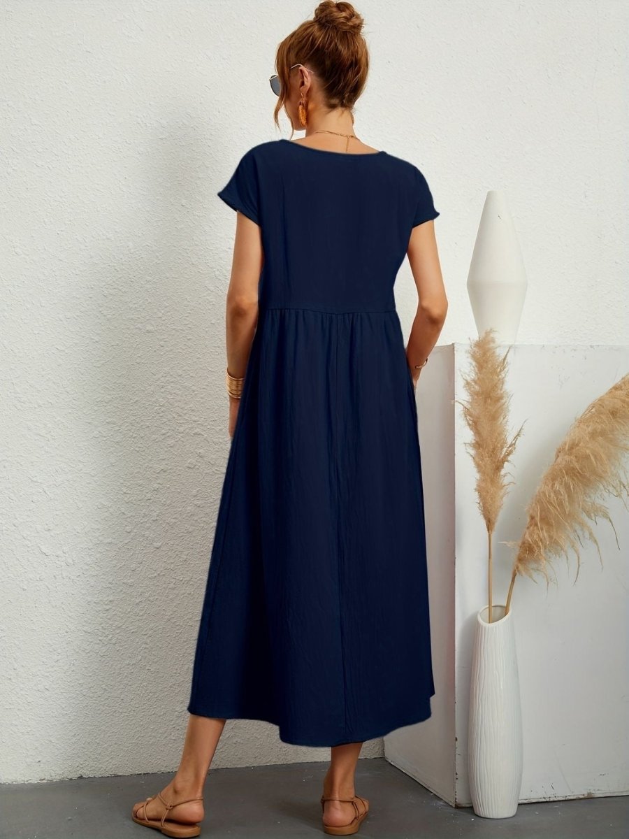 Kleid Damen | Rundhals mit kurzen Ärmeln und weitem Schnitt
