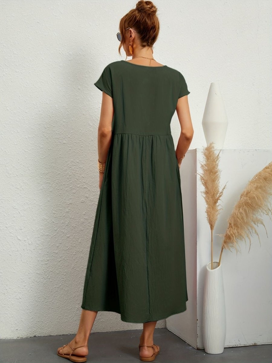 Kleid Damen | Rundhals mit kurzen Ärmeln und weitem Schnitt