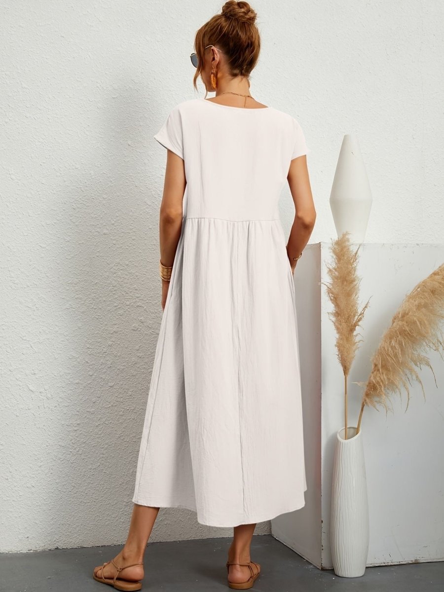 Kleid Damen | Rundhals mit kurzen Ärmeln und weitem Schnitt