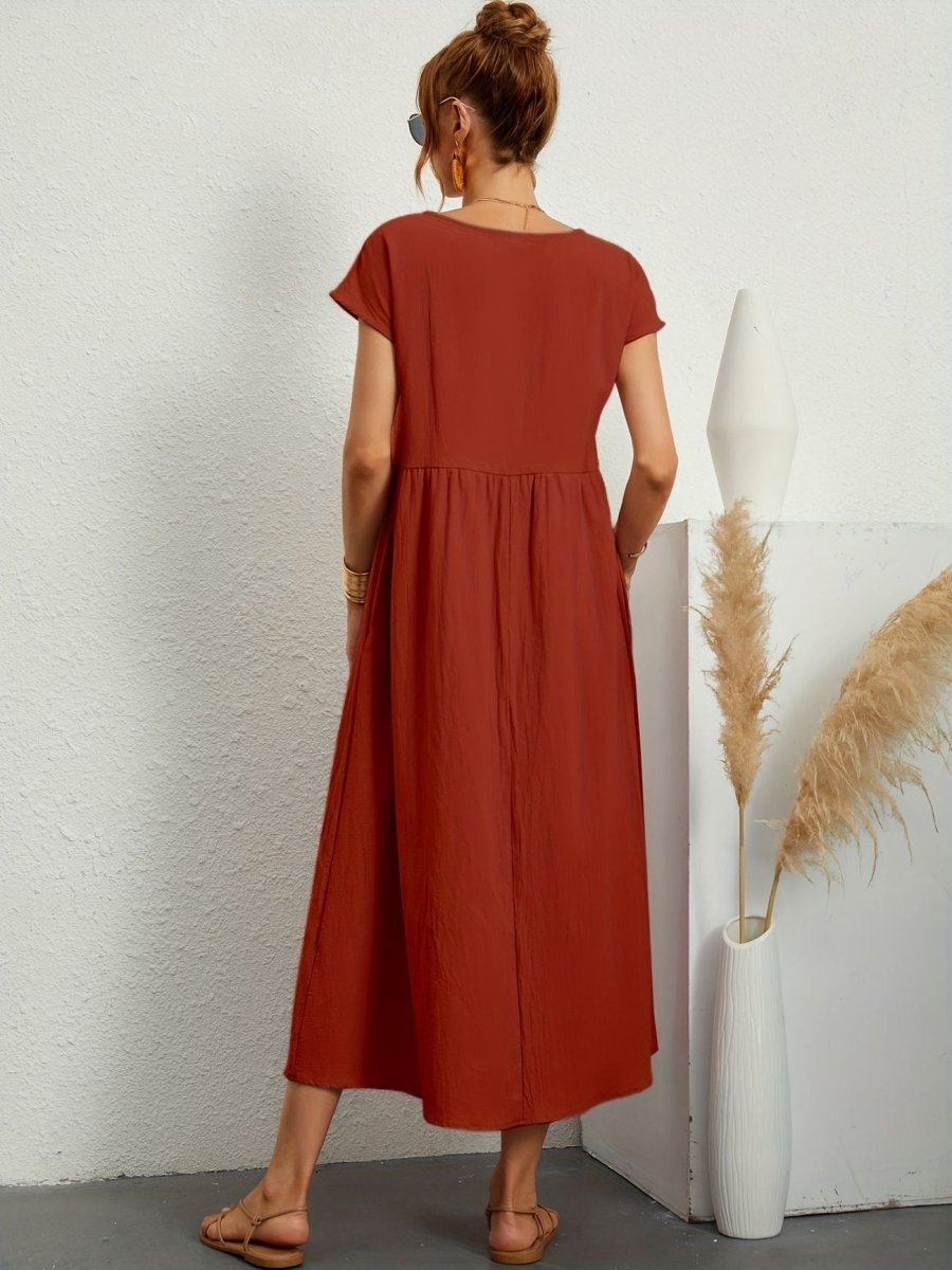 Kleid Damen | Rundhals mit kurzen Ärmeln und weitem Schnitt