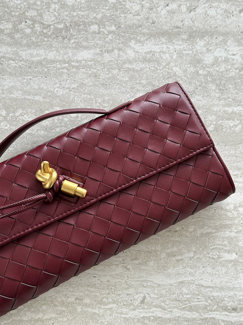 Handtasche Damen | Geflochtene Struktur mit Klappe und Drehverschluss