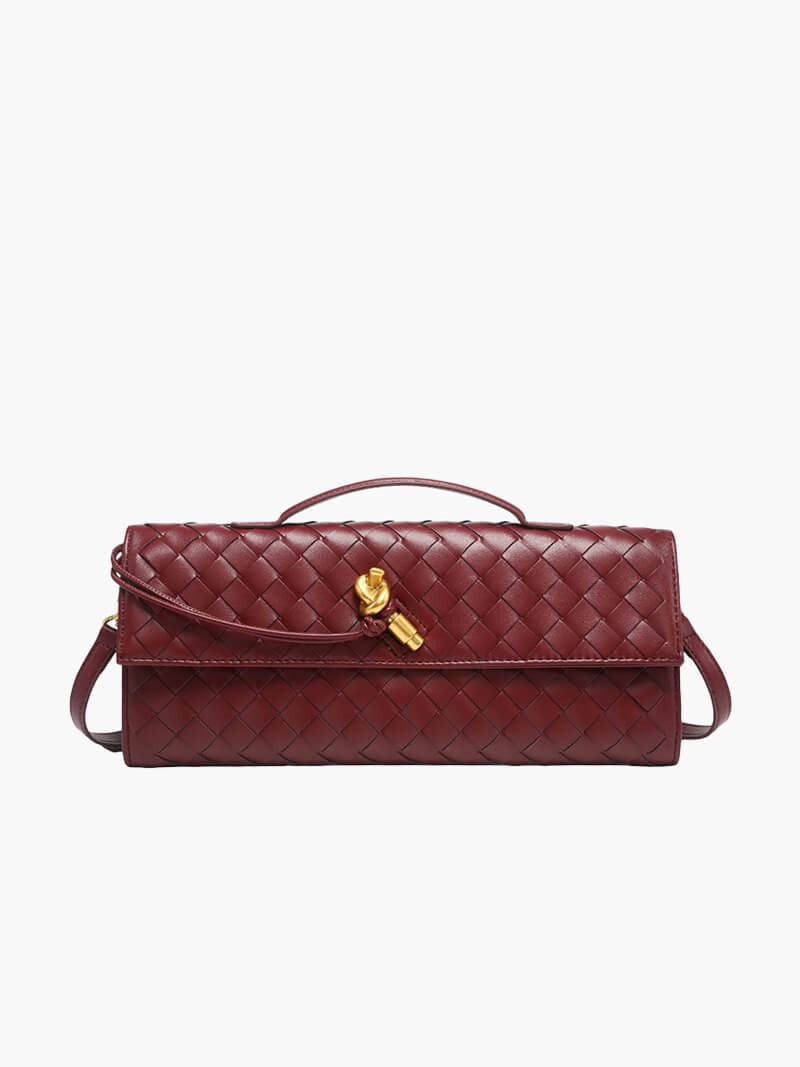 Handtasche Damen | Geflochtene Struktur mit Klappe und Drehverschluss