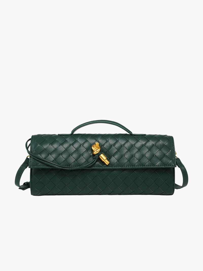 Handtasche Damen | Geflochtene Struktur mit Klappe und Drehverschluss