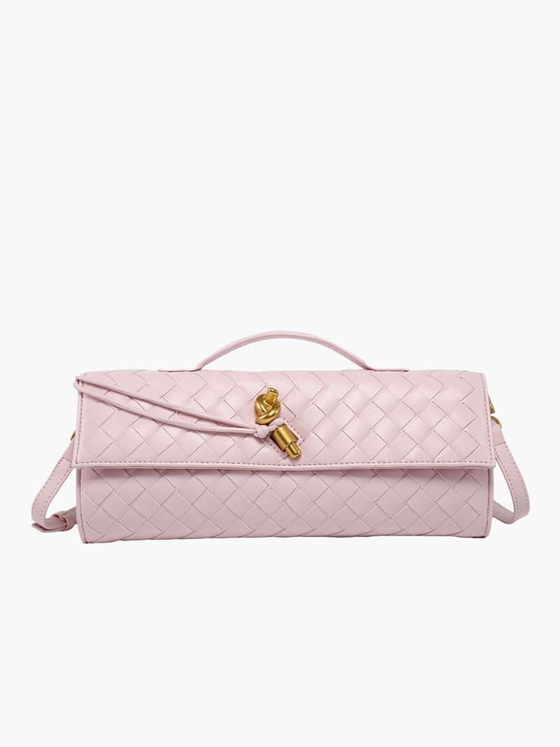 Handtasche Damen | Geflochtene Struktur mit Klappe und Drehverschluss