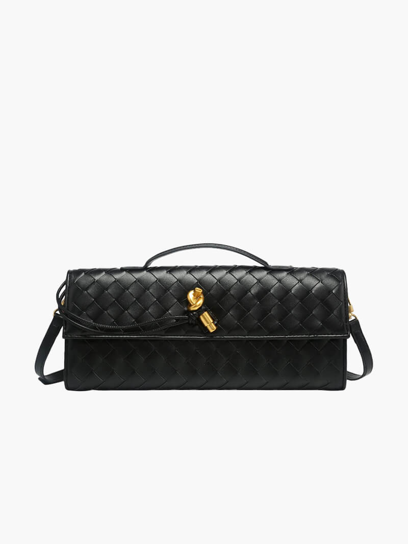 Handtasche Damen | Geflochtene Struktur mit Klappe und Drehverschluss