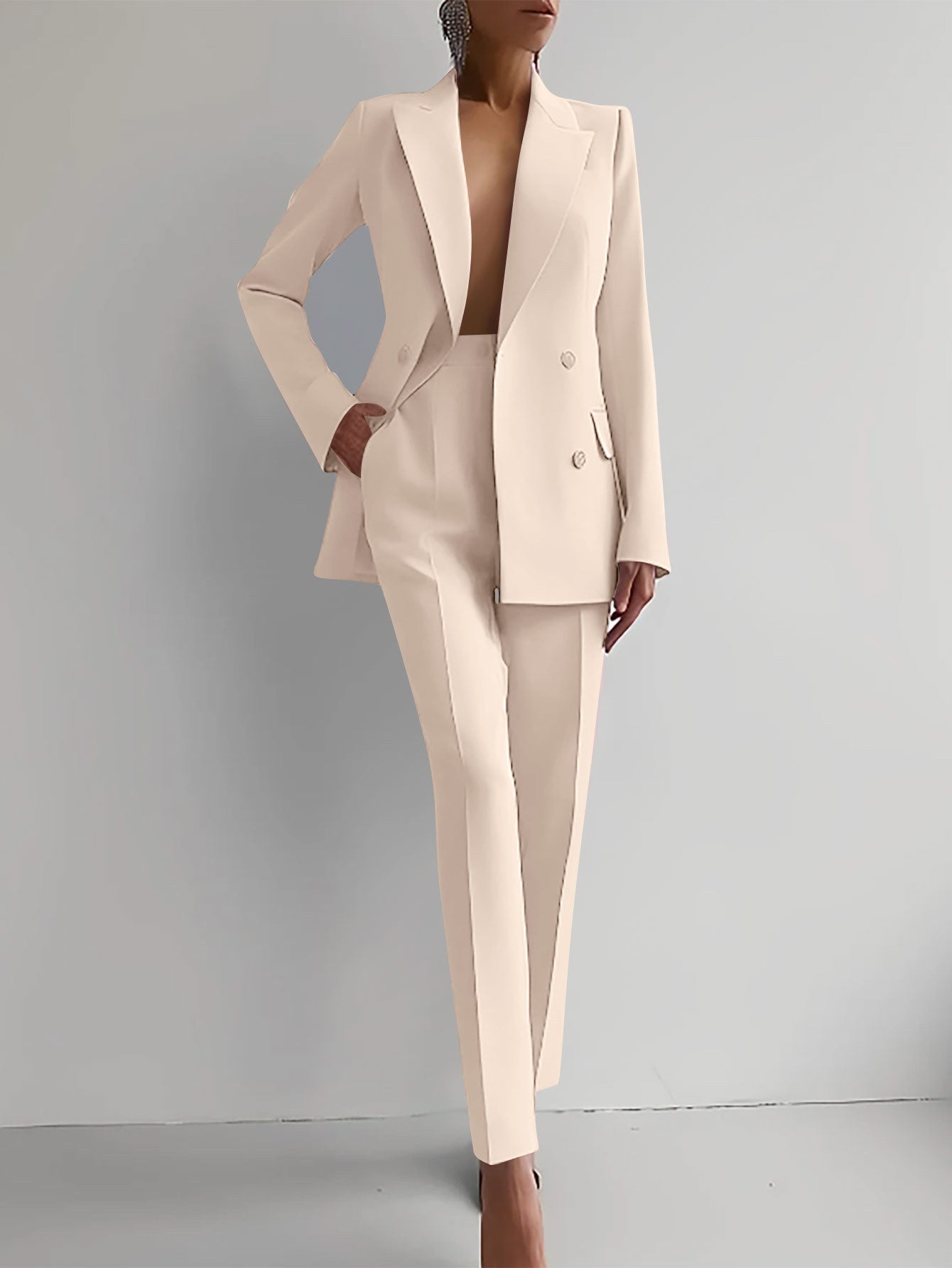 Zweiteiler Damen | Blazer mit Knopfleiste und langer Hose