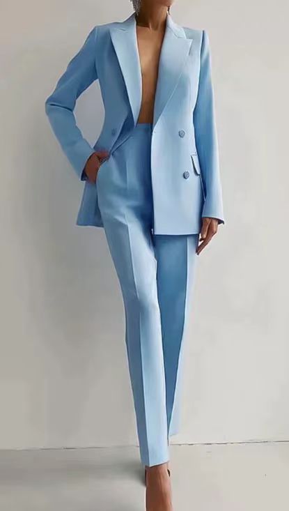 Zweiteiler Damen | Blazer mit Knopfleiste und langer Hose