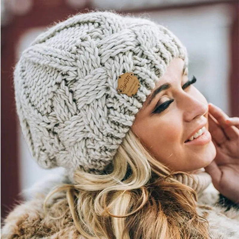 Mütze Damen | Strickstruktur mit Umschlagrand