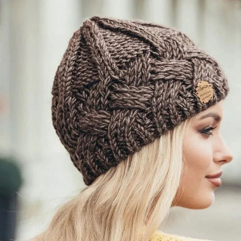 Mütze Damen | Strickstruktur mit Umschlagrand