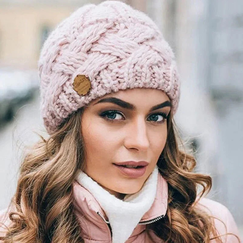 Mütze Damen | Strickstruktur mit Umschlagrand