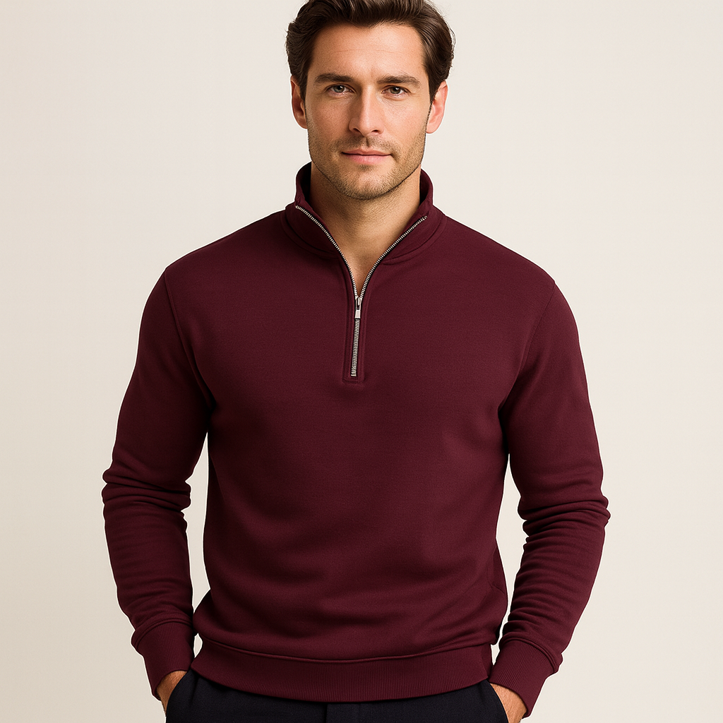 Herren Pullover | Stehkragen mit kurzem Reißverschluss