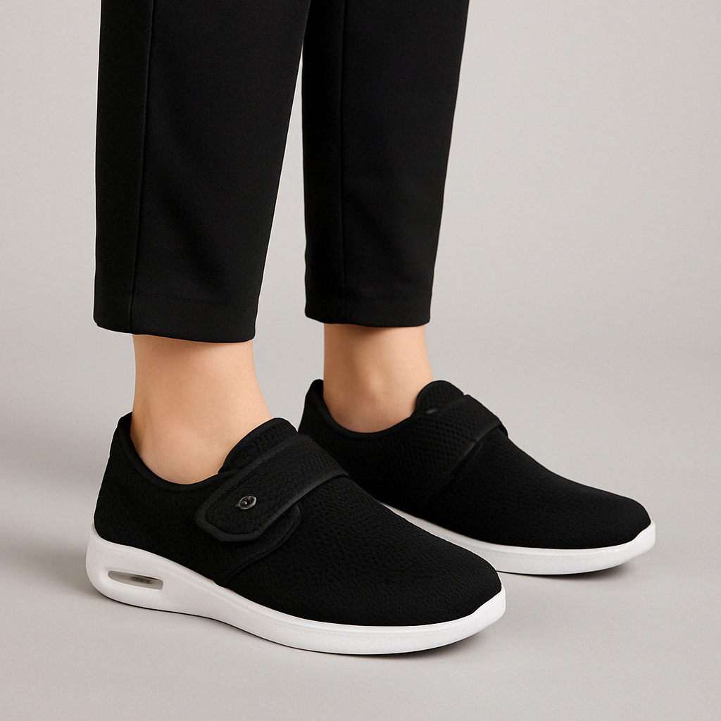 Damen Schuhe | Slip-on mit Klettverschluss und breiter Öffnung