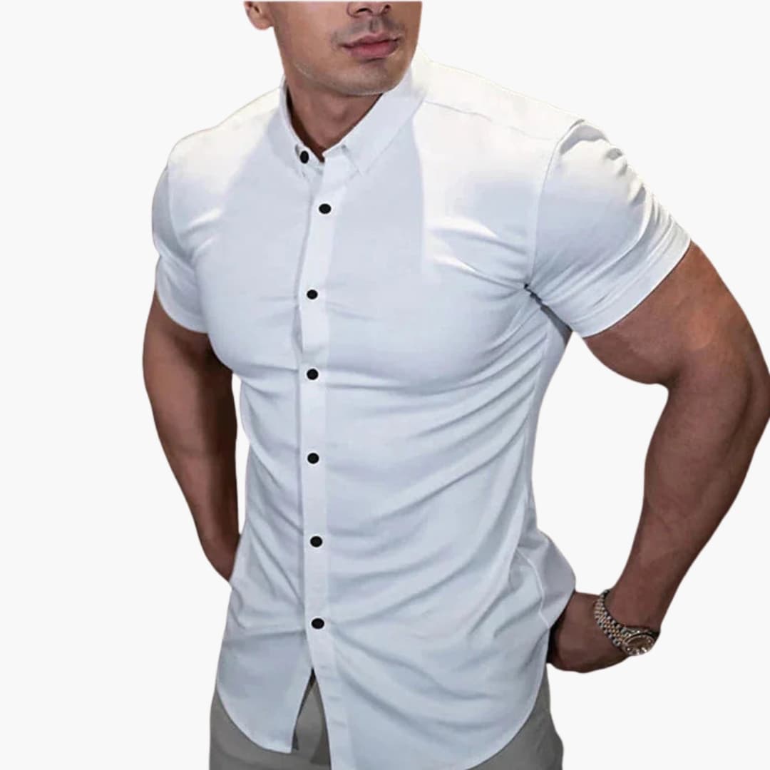 Kurzarmhemd Herren | Knopfleiste mit Kragen und schmaler Form