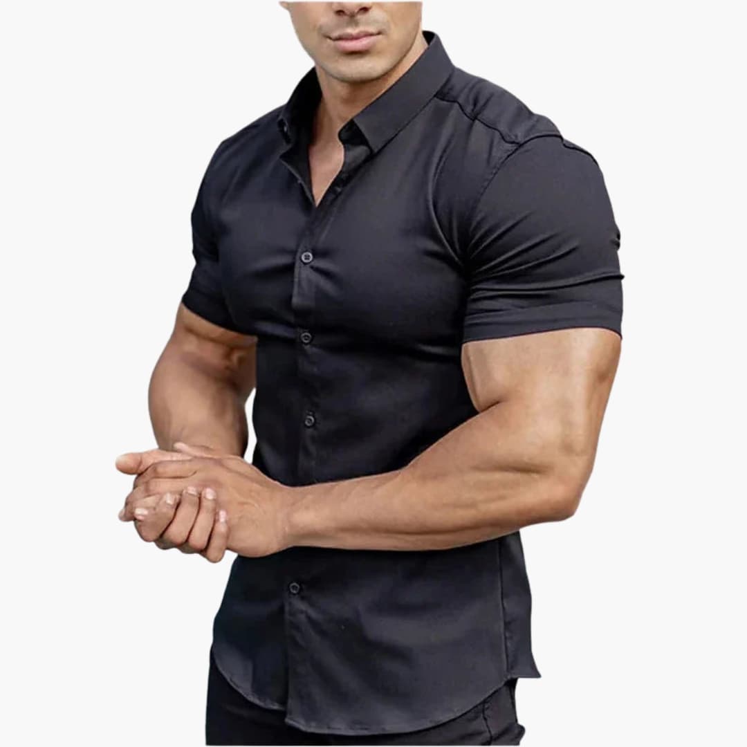 Kurzarmhemd Herren | Knopfleiste mit Kragen und schmaler Form