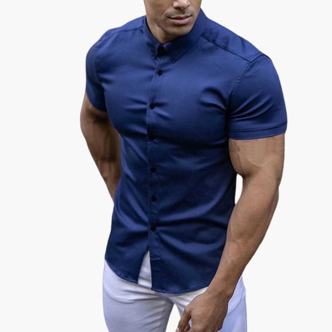 Kurzarmhemd Herren | Knopfleiste mit Kragen und schmaler Form