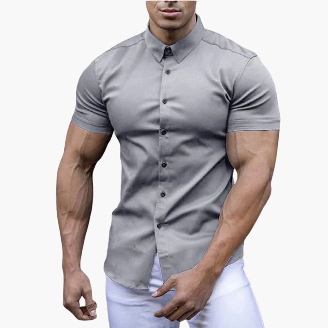 Kurzarmhemd Herren | Knopfleiste mit Kragen und schmaler Form