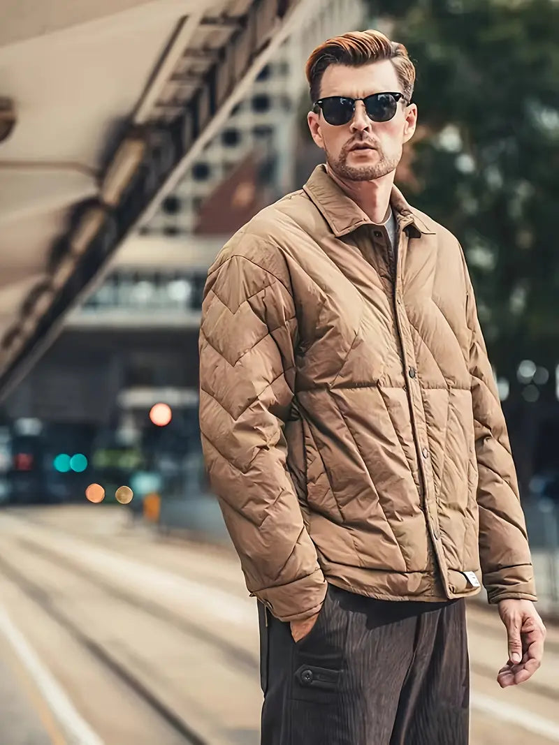 Herren Jacke | Steppmuster mit Druckknöpfen und Umlegekragen