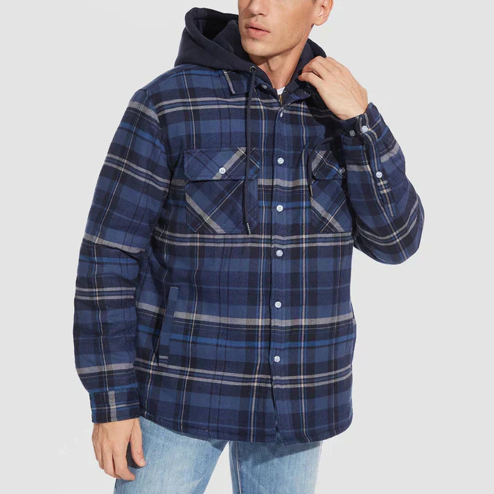 Herren Jacke | Kapuze mit Knopfleiste und Brusttasche