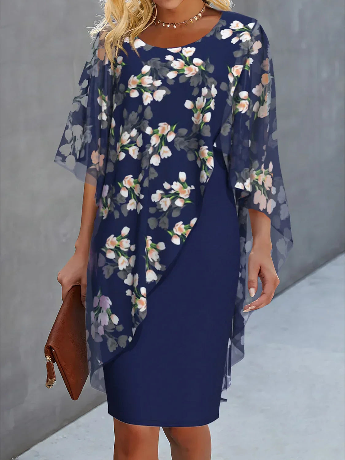 Kleid Damen | Überwurf mit Blumenmuster