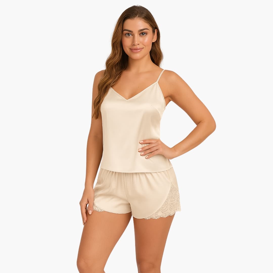 Nachtwäsche Set Damen | Trägertop mit kurzer Hose zweiteilig