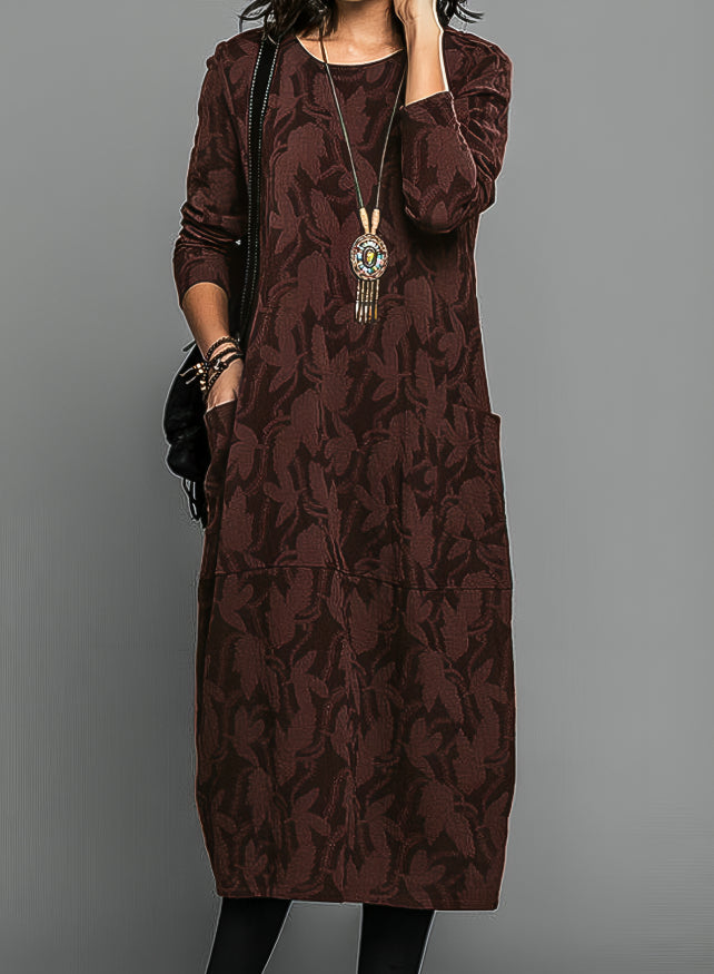 Kleid Damen | Weite Silhouette mit Blattstruktur