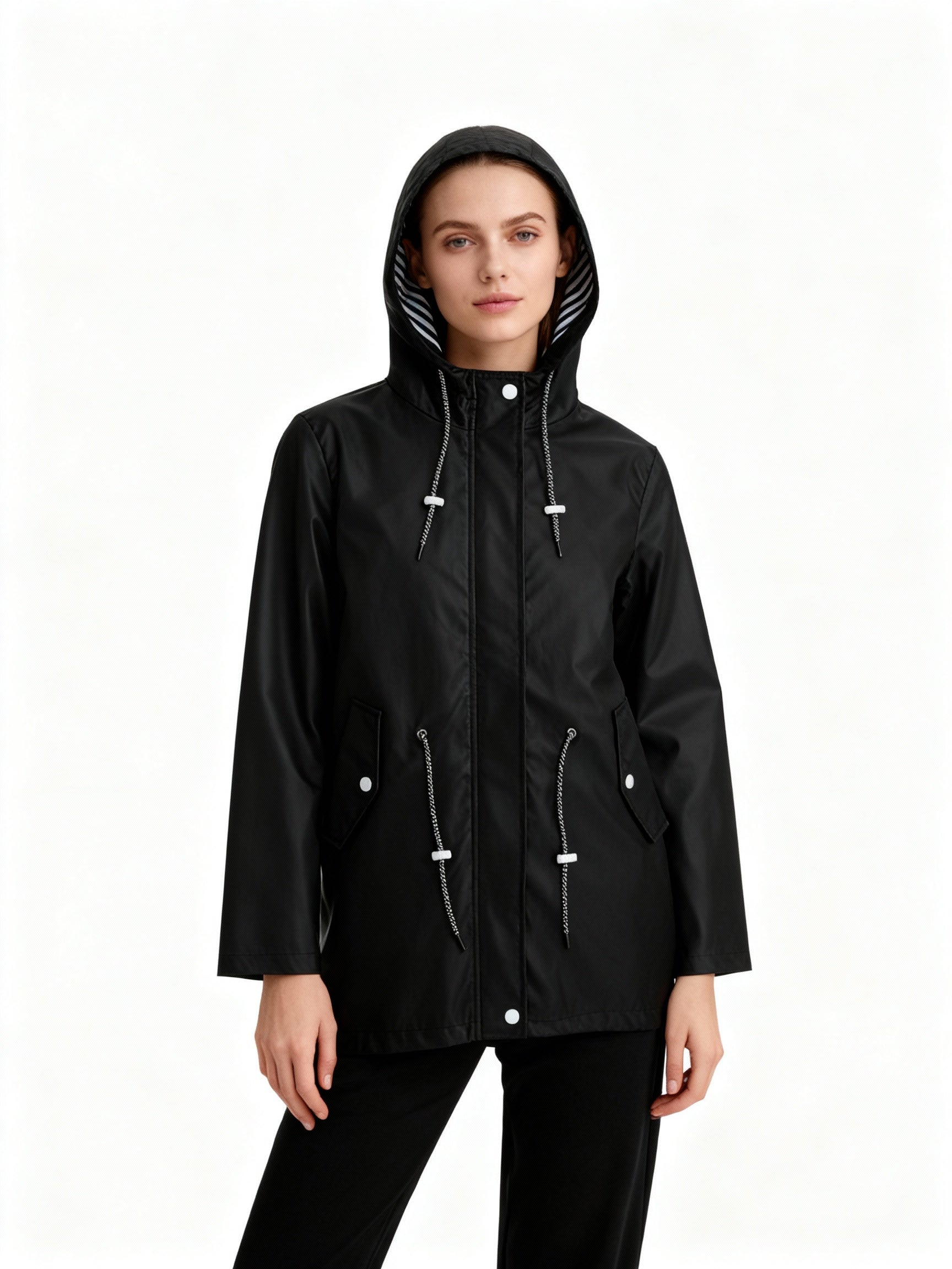 Jacke Damen | Kapuze mit Kordelzug und Druckknopftaschen