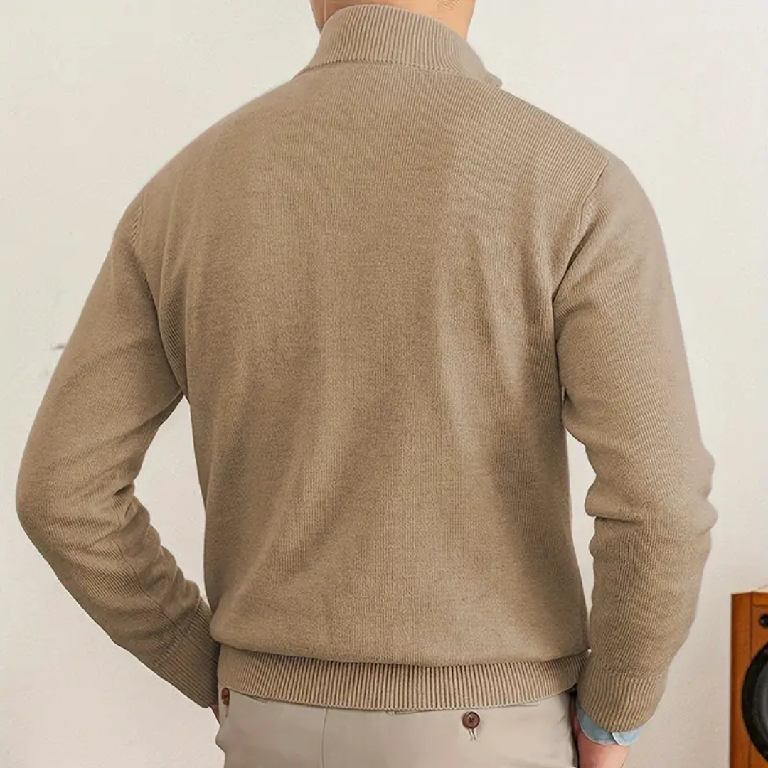 Herren Pullover | hoher Kragen mit halbem Reißverschluss