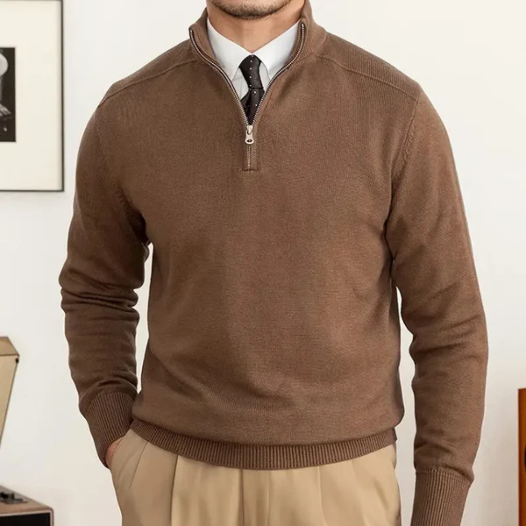 Herren Pullover | hoher Kragen mit halbem Reißverschluss