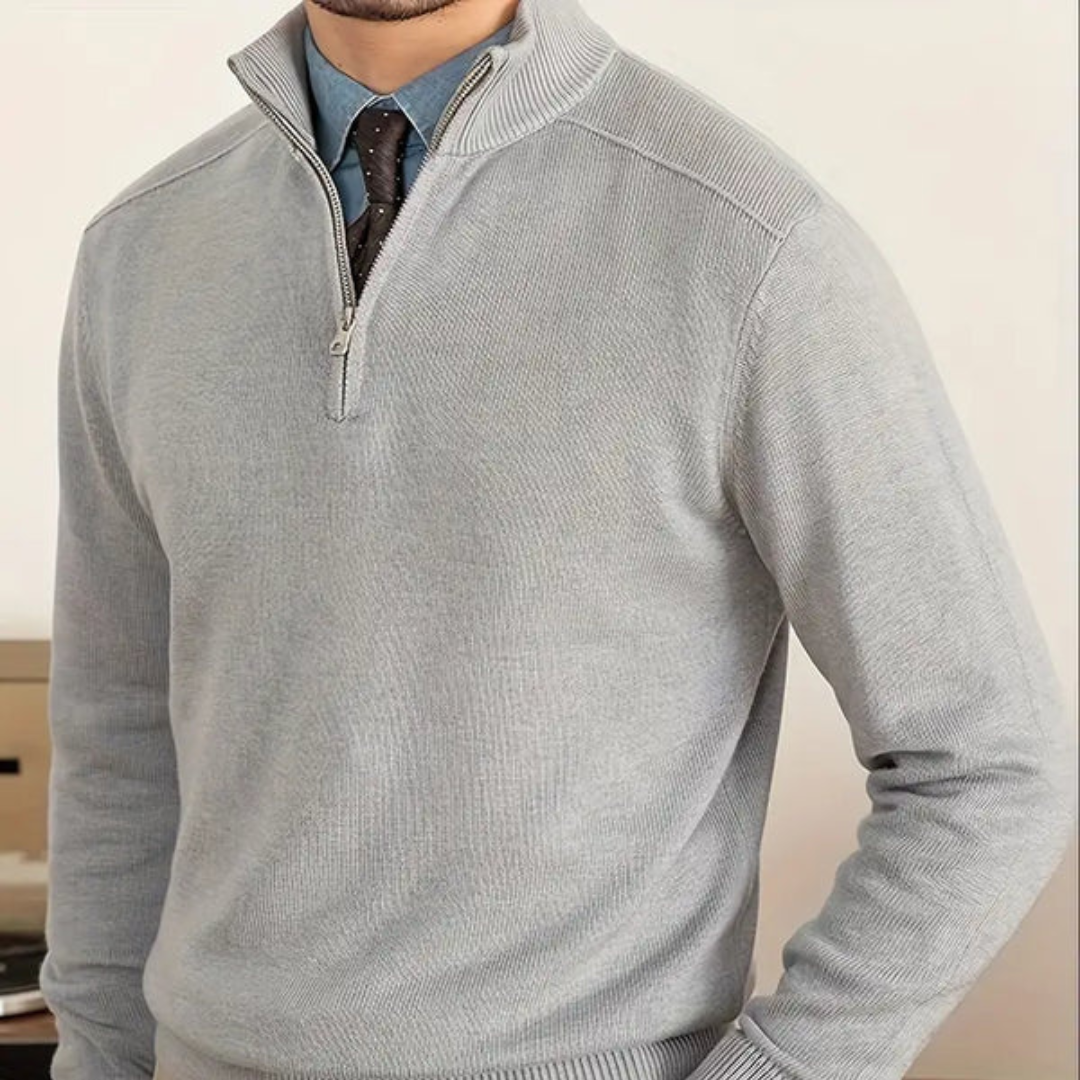 Herren Pullover | hoher Kragen mit halbem Reißverschluss