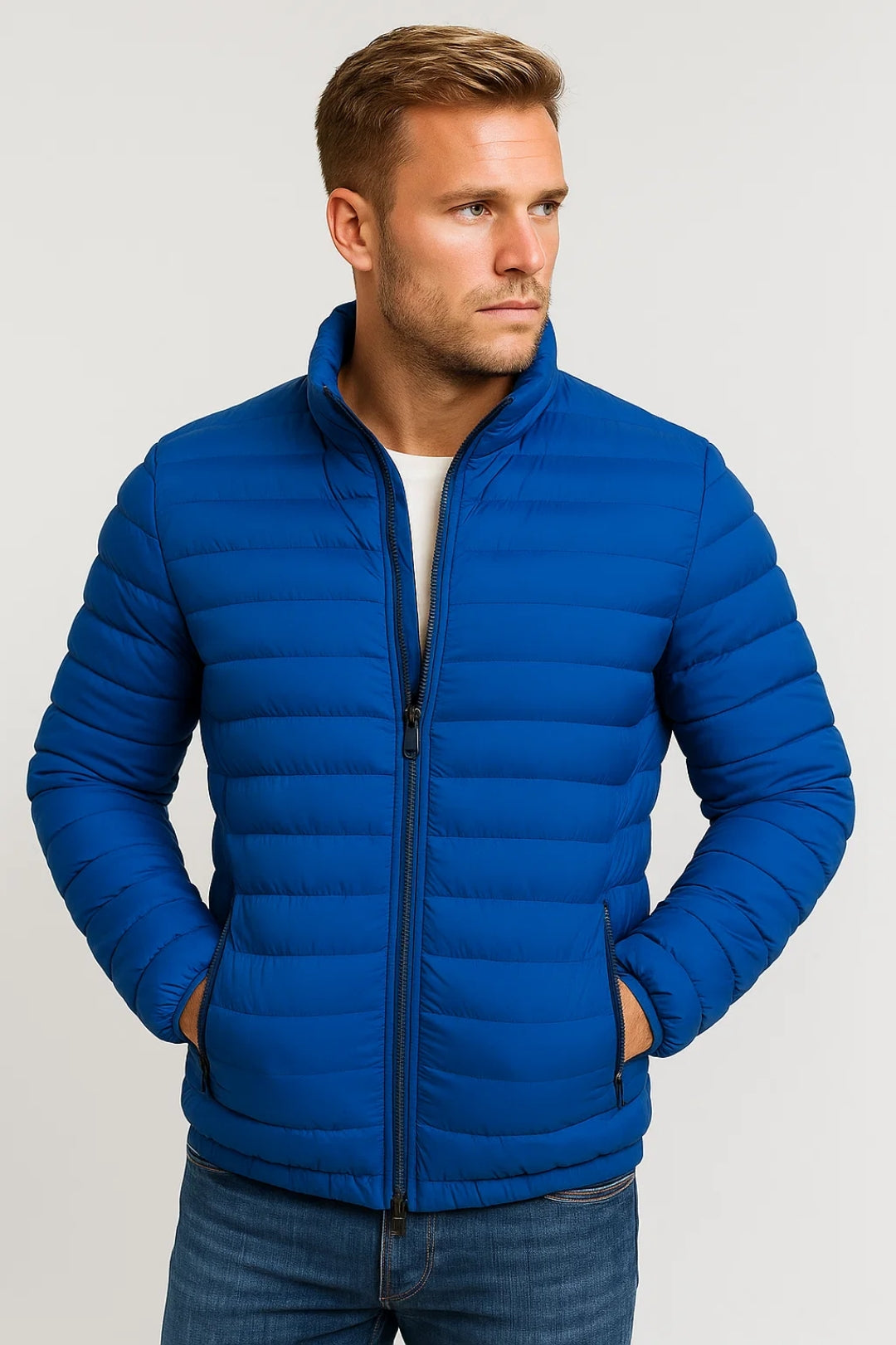 Herren Jacke | Steppdesign mit Stehkragen und Reißverschluss