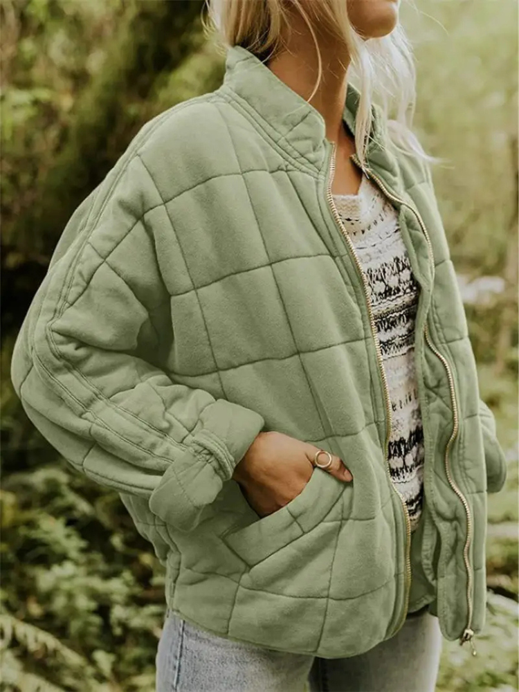 Damen Jacke | Quadratisches Steppmuster mit Reißverschluss