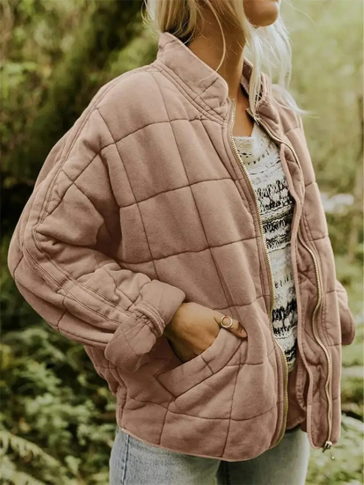 Damen Jacke | Quadratisches Steppmuster mit Reißverschluss