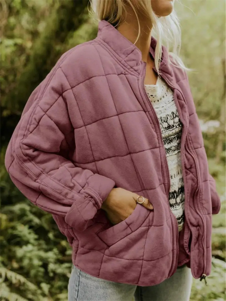 Damen Jacke | Quadratisches Steppmuster mit Reißverschluss