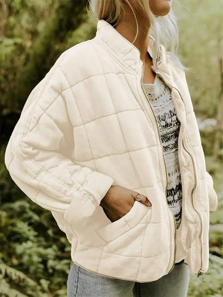 Damen Jacke | Quadratisches Steppmuster mit Reißverschluss