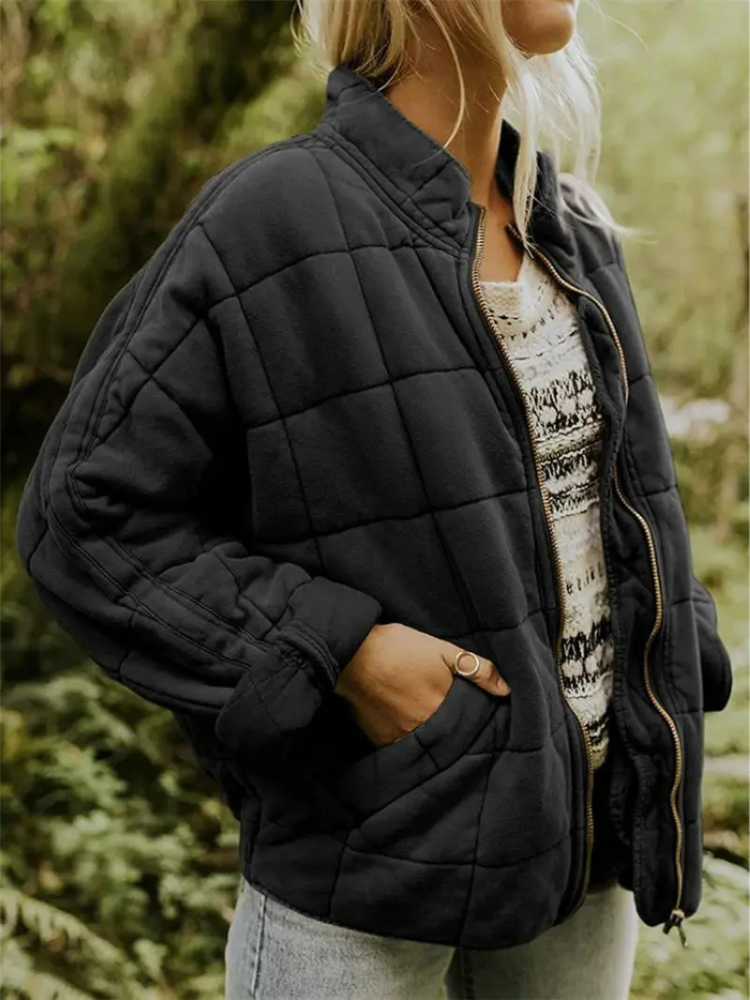 Damen Jacke | Quadratisches Steppmuster mit Reißverschluss
