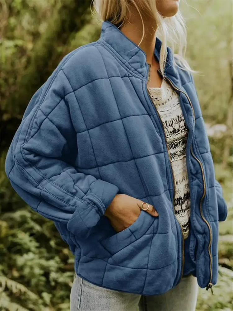 Damen Jacke | Quadratisches Steppmuster mit Reißverschluss