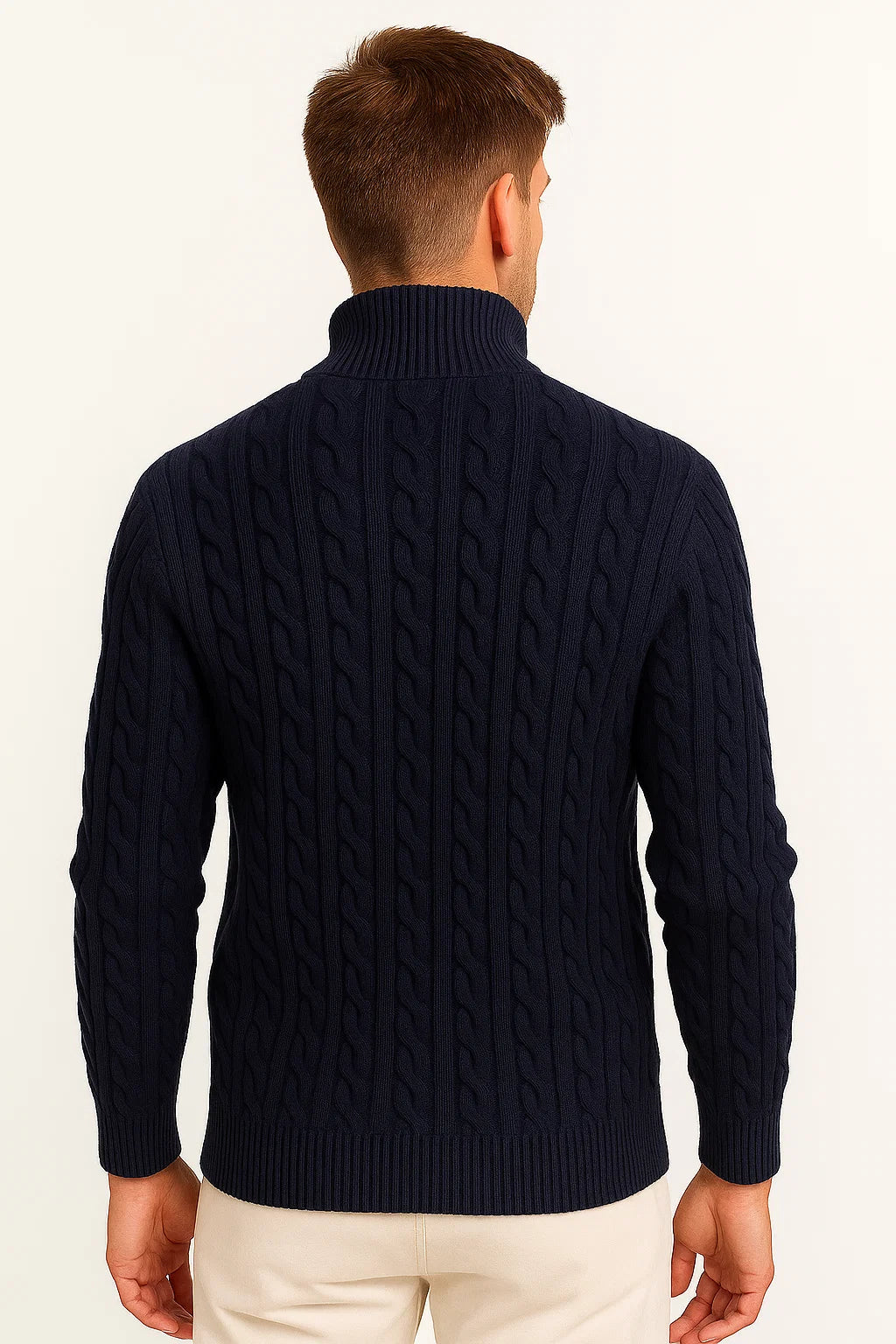 Herren Strickpullover | Kabelstruktur mit Reißverschlusskragen