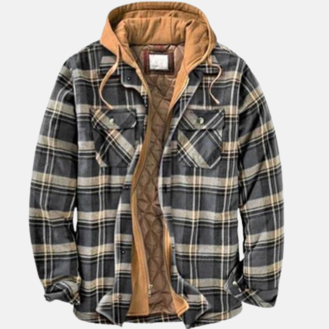 Herren Hemdjacke | Karostruktur mit Kapuze und Knopfleiste